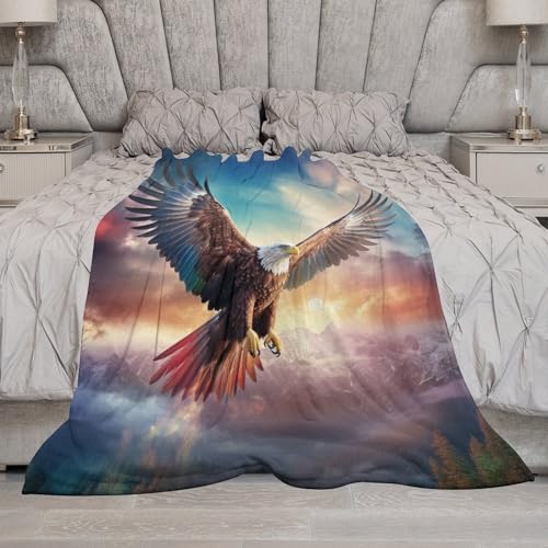 Manta de franela de águila suave de 100x130 cm para sofá y cama 7