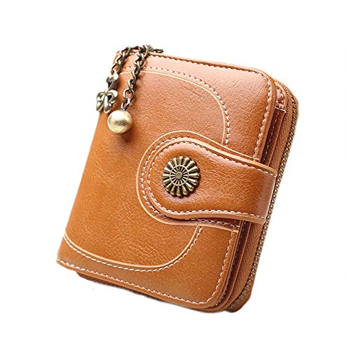 Trayosin Portefeuille Femme Pliant Porte Carte Grande Capacité Sac À Main en Cuir PU. (Marron) Cover