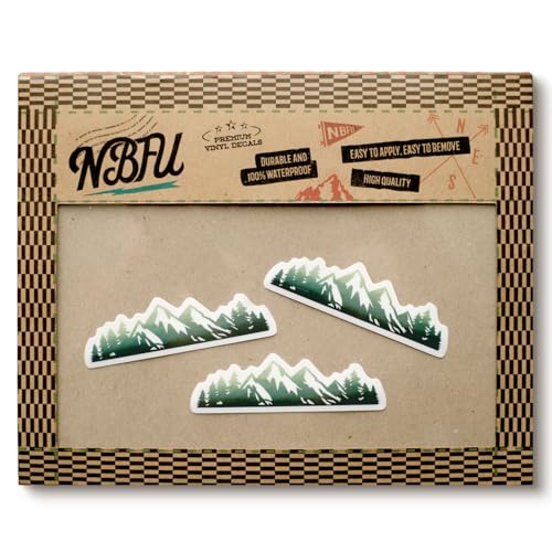 Image of Mountain Tree Forest (Set of 3) Waterproof Vinyl Die-Cut Sticker 2 inchx 0.7 inch for Laptop Water Bottle Tumbler Phone Case Car Skateboard Bumper Cute Retro Teens Adults Aesthetic Indoor Outdoor Kids Adults