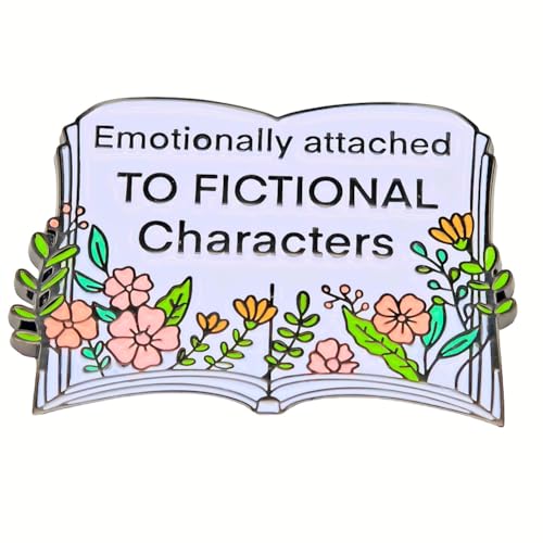 Image of Enamel Pin,Emotionally Attached to Fictional Characters Badge,Bookworm Lapel Pin Readers Brooch Literary Lover Jewerly Collection Gift for Teen Bibliophiles Reading Club Member DIY Decor