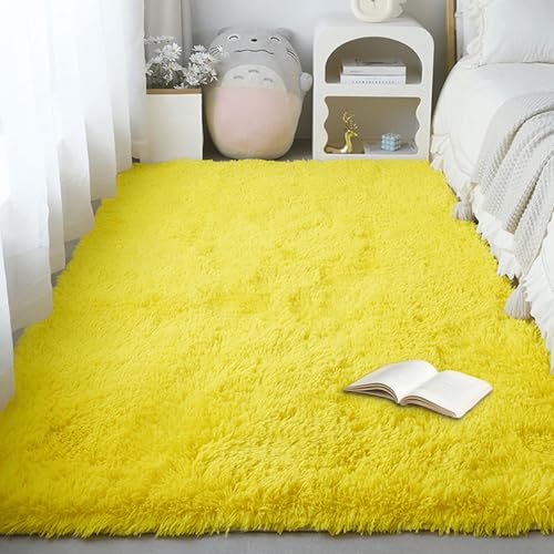 Tapis à poils extra large jaune isolant pour le sol de la chambre - 2