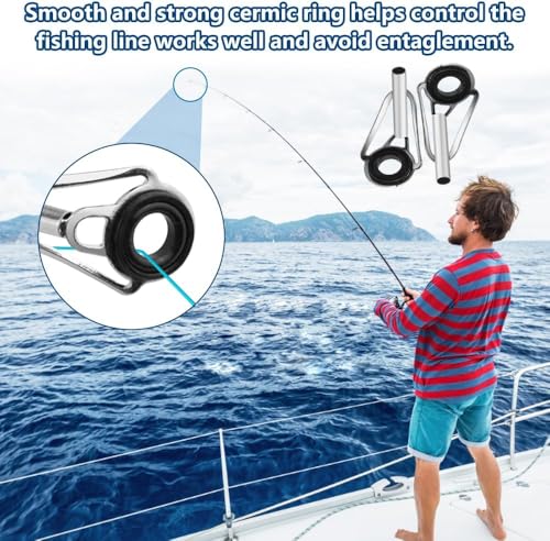 SHSHbuy 8PCS Lure Rod Guide Rings,Köder-Angelruten-Führungsringe 1,8-3mm Edelstahl Ersatz Rutenspitzen Reparaturset für Süßwasser Salzwasser Angelliebhaber (8 Größen)