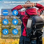 LEO WAY Solar Power Bank,Solar Charger Wireless Built in 3 Cables,36000mAh Power Bank,Portable Charger with 3 Input 4…