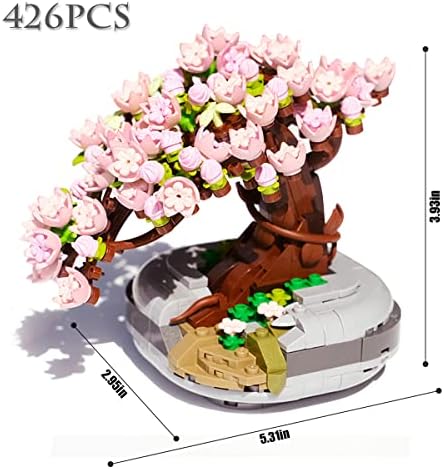 Bonsai Building Blocks Kit, Creative DIY Home Décor Mini Particle Botanical Collection Building Toy Set for Adults Kids (Cherry Tree 426Pcs)