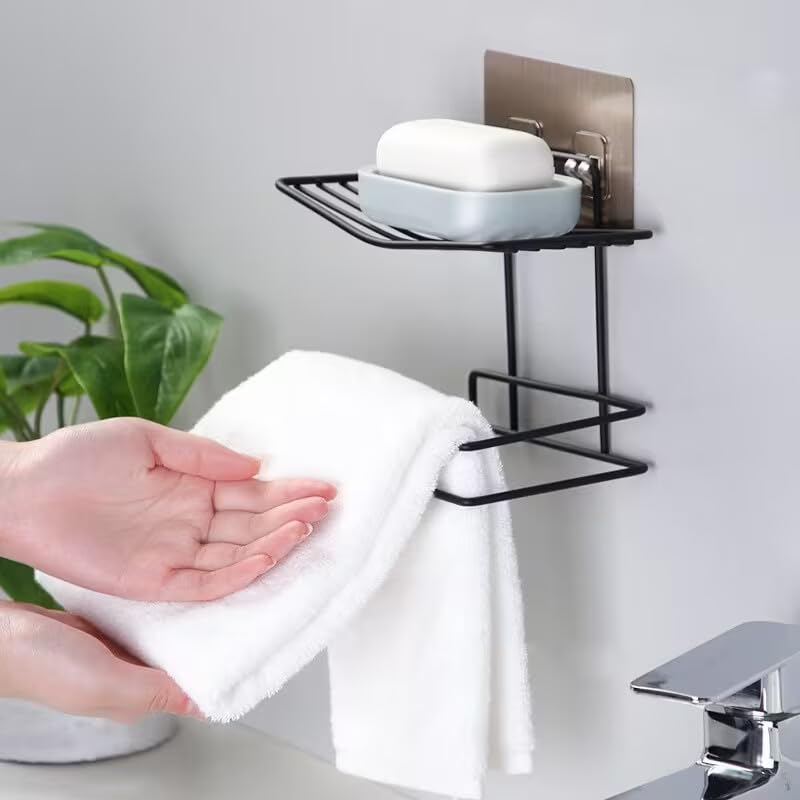 Image of Soap Holder with Toilet Paper Holder Stainless Steel Bathroom Shelf Wall Mounted Soap Dish Napkin Holder Tissue Roll Stand Rust Proof Bathroom Accessories