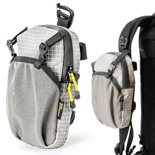 HIKEMAN Backpack Strap Pouch - Backpacking Phone Pouch Waterproof Backpack Shoulder Strap Phone Pocket Attachment Bag for Hikers Lightweight Outddoor Bag for Hiking Travel Cycling (Grey)