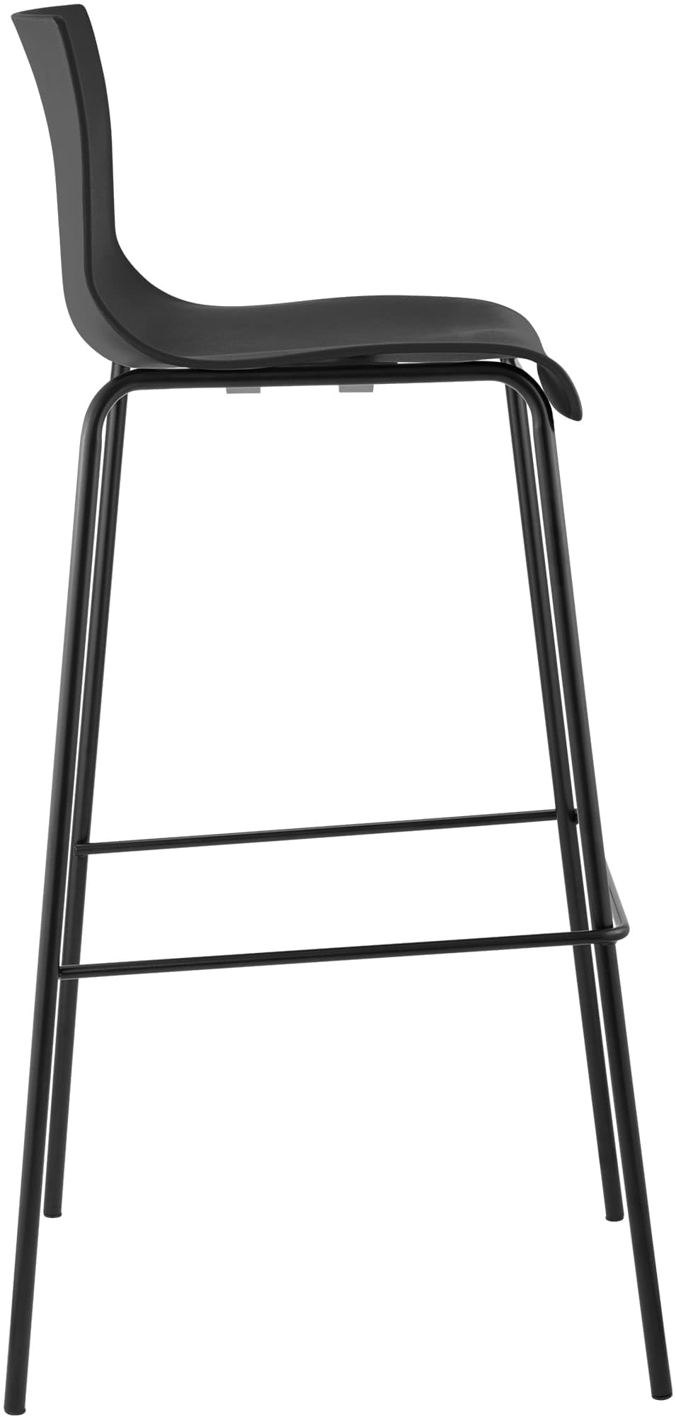 CLP 2er Set Barhocker Hover, ergonomisch mit Rückenlehne und Fußablage, Kunststoffsitz, Robustes Metallgestell, stapelbare Tresenhocker Farbe schwarz Gestell Farbe schwarz
