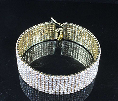8-Row Clear Austrian Crystal Rhinestone Choker Necklace & Bracelet Set Party Wedding N077G Gold #TOP2