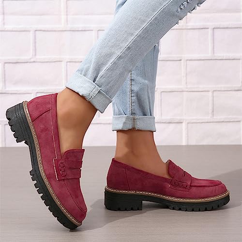 Image of Womens Loafers Shoes Platform Chunky Penny Loafer Lug Sole Comfortable Slip On Work Office Business Casual Dress Shoes, US Size 5-11.5