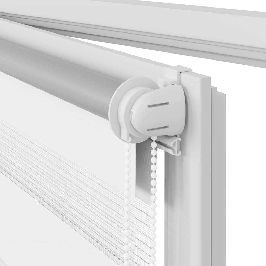 Store enrouleur double 80 x 150 cm blanc sans perçage support design zèbre tissu transparent et opaque filtre lumière moderne pour salon, chambre, bureau, cuisine