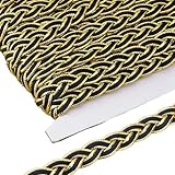 Hobbspring 20 Yards Metallisch Borte Trimmer 13mm Breit Gold Trim Metallisch Gimp Borte Trimmer Spitze Schwarz Polyester Geflochtene Spitze Bänder für Kostüm Handwerk Verzierung Heimdekoration