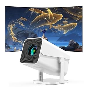 Mini Beamer Elektrischer Fokus, Android und Integrierten Apps, Tragbarer Projektor mit WiFi 6 Bluetooth Unterstützt 1080P, Auto Trapezkorrektur, Beamer Handy 270° Dreh Kompatibel mit TV Stick, HDMI