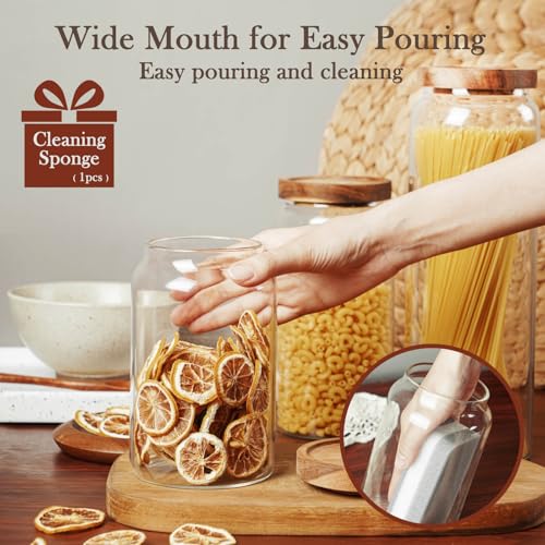 Labina Glass Jar with Wood Lid, Airtight Kitchen Storage Canister - image 6