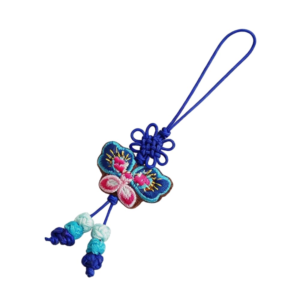 Chinese Knot Butterfly Pendant, Hanging Embroidered Ornament with Tassel for Hanfu Bag Car Decoration