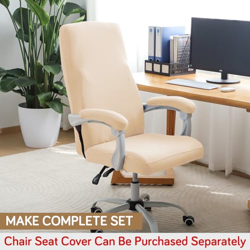 Image of HOKIPO 'SereneSolids' 140 GSM Armrest Covers for Office Chair (Elastic Style), 1 Pair, Beige (AR-5933-BGE)