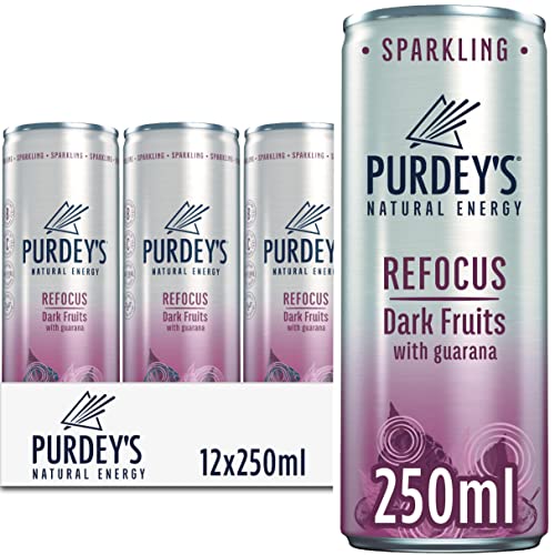 Purdey's Natural Energy Refocus Dark Fruits with Guarana, 250 ml (Pack of 12)