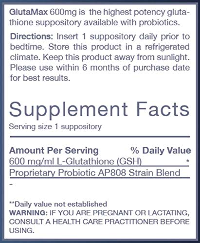 Glutamax Glutathione Suppositories 600mg 30 Day Supply