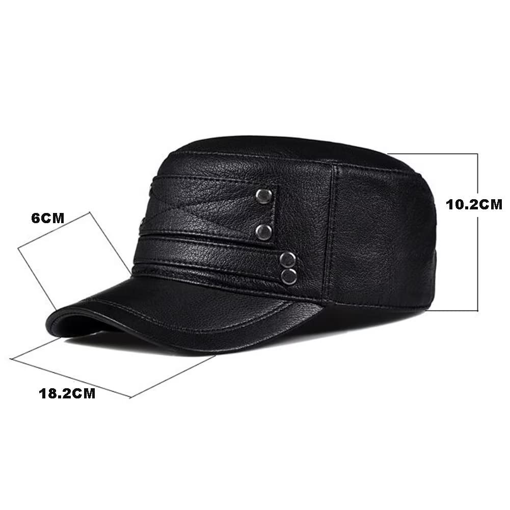 DongBao Uomo Cappello Militare Classico Visiera Cappello in Pelle da Baseball Stile Vintage,Regolabile
