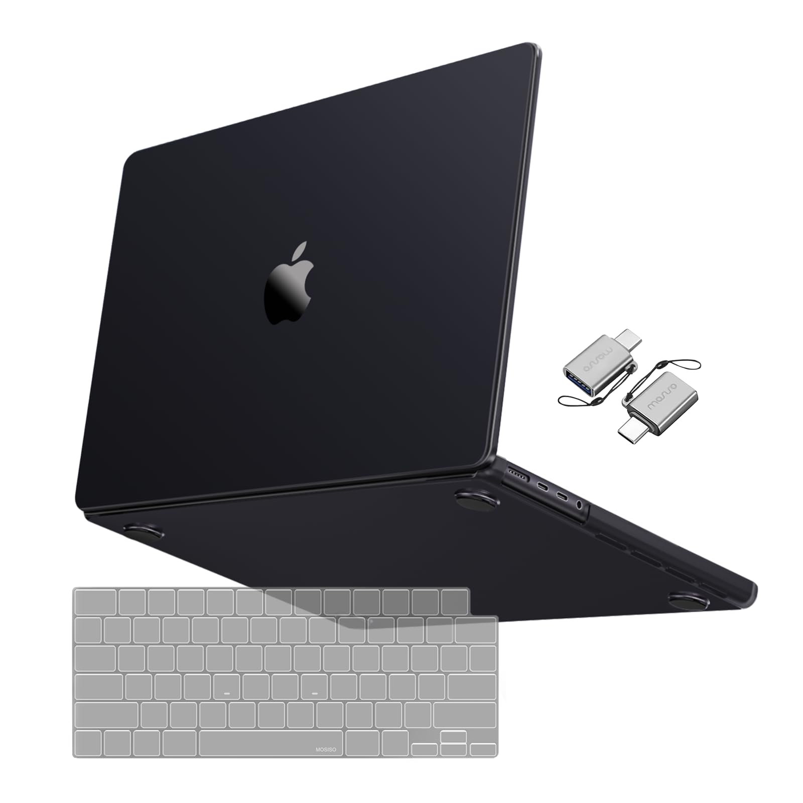 MOSISO Compatible with MacBook Pro 14 inch Case 2025-2021 M4 M3 M2 M1 A3112 A3185 A3401 A2918 A2992 A2779 A2442, Ultra-Thin Natural Original Color Hard Shell&Keyboard Cover&Type C, Space Black Clear