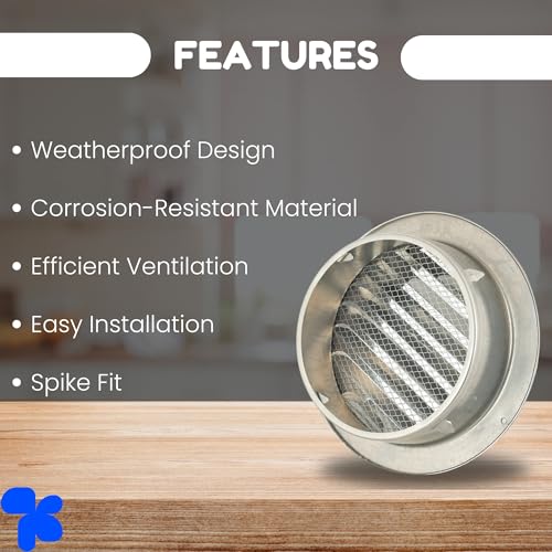 Image of AMPEREUS Chimney Cowl Cover 4 Inch (100mm) Steel - Anti Rain & Bird Guard Vent Cap for Chimney Pipe, Durable Outdoor Flue Cover for Exhaust & Ventilation