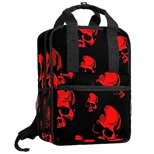 Sac à dos tête de mort soulageant le dos avec bretelles réglables enfant rouge