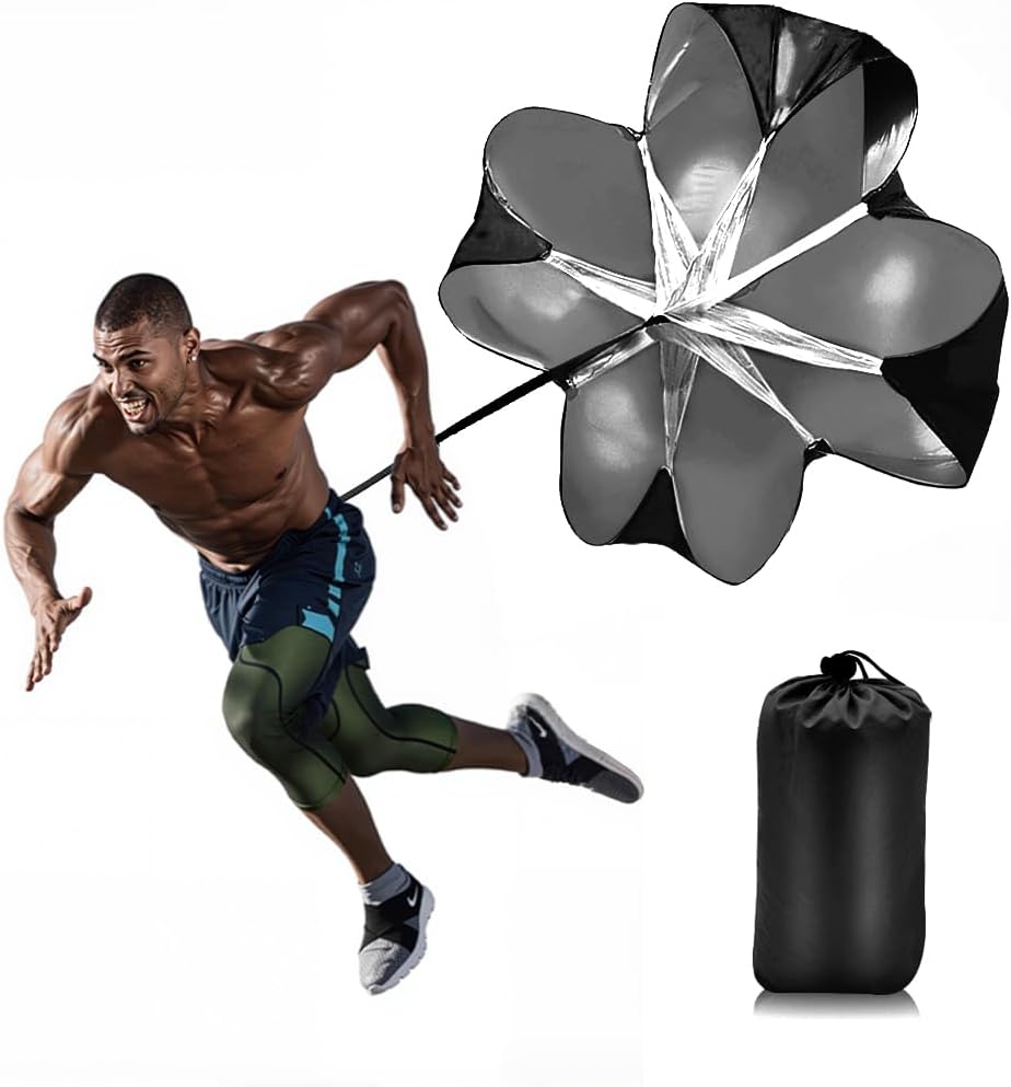 Running Parachute for Speed Training, 56 inch Resistance Parachute for Athletes, Sprinting & Football Training Equipment with Adjustable Waist Belt, Drag Chute to Improve Velocity & Explosive Power