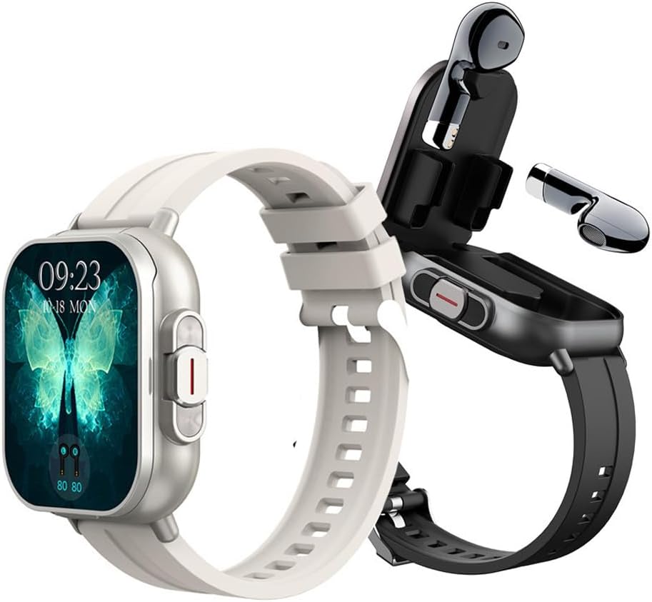 Yunir Smart Watch with Earbuds, 2.01 HD Smartwatch Health and Fitness Tracker for Men Women,Answer Make Calls, Fitness Watch foriOS forAndroid (Black Steel)