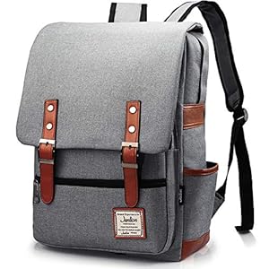 Vintage Laptop Backpack Gift for Women Men, School College Slim Backpack Fits 15.6 inch MacBook Gray