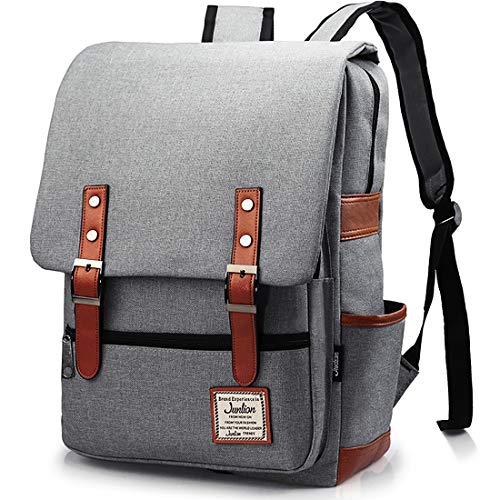 Vintage Laptop Backpack Gift for Women Men, School College Slim Backpack Fits 15.6 inch MacBook Gray