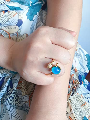 Mood Ring for Women Girls Size Adjustable easy, Gold Plated Brass Oval Stone Color Change Fox Rings, Cool Aesthetic Statement Mood Ring for Teen Girls4