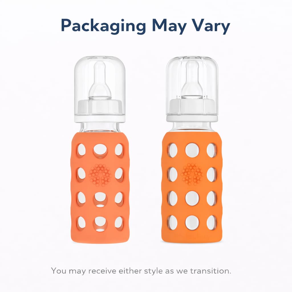 Lifefactory 9-Ounce Glass Baby Bottle with Stage 2 Nipple and Protective Silicone Sleeve Papaya (LF110019C4) - Image 11