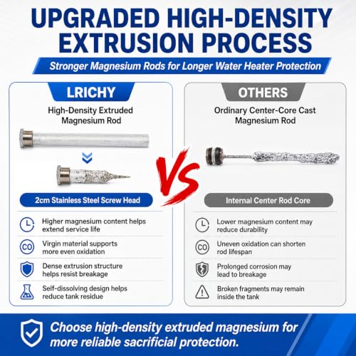 Image of 232767 Upgraded RV Water Heater Anode Rods for Suburban, 2-Pack | 9.25 X 3 /4'' NPT Magnesium Rods, Rust-Resistant Hex Heads; Helps Reduce Tank Corrosion and Protect the Liner