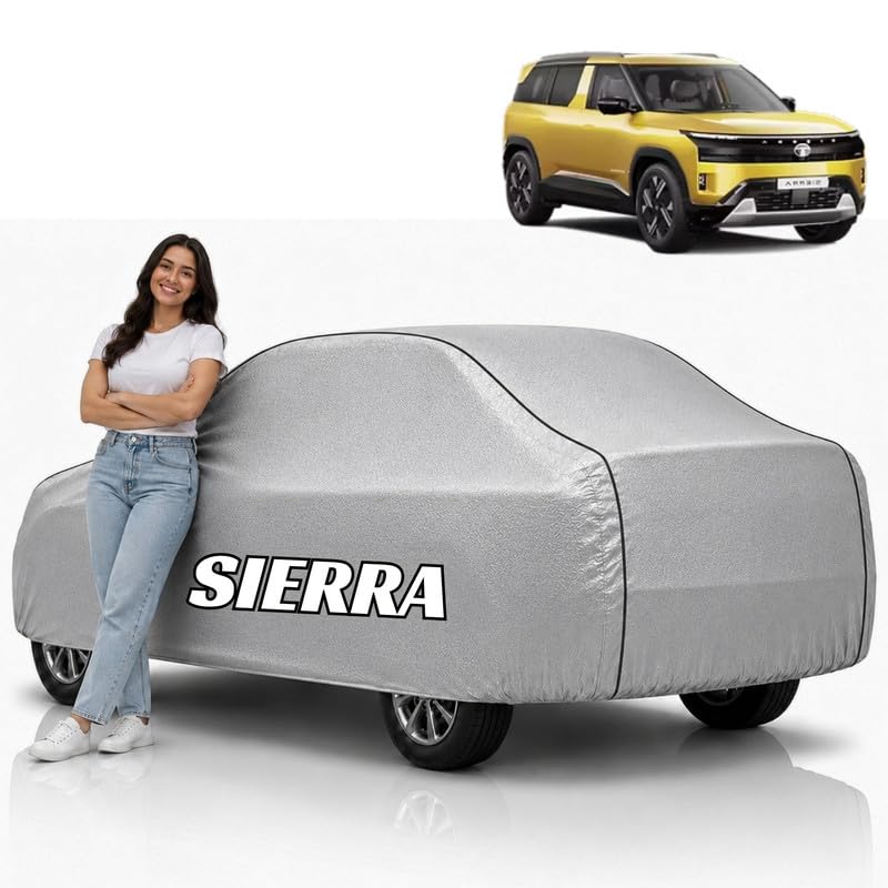 Image of Mind-Blowing 2026 100% Waterproof Sierra Car Cover | Polyester Car Body Cover for Rain & Sun | UV Protection, Dustproof, Scratch Resistant, Windproof, Heat Resistant, Custom Fit (Silver)