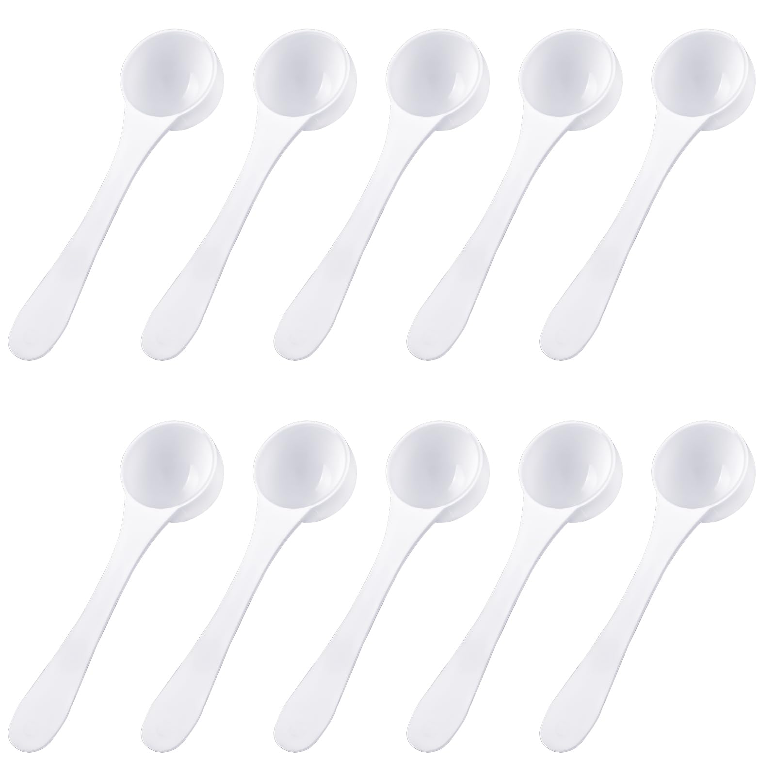 10 PCS Plastic Measuring Spoons Measuring Spoon Set 5 ml Teaspoon Measuring Spoons Food Grade Long Handle Reusable White Coffee Sugar Spices Protein Spoons for Cooking and Baking