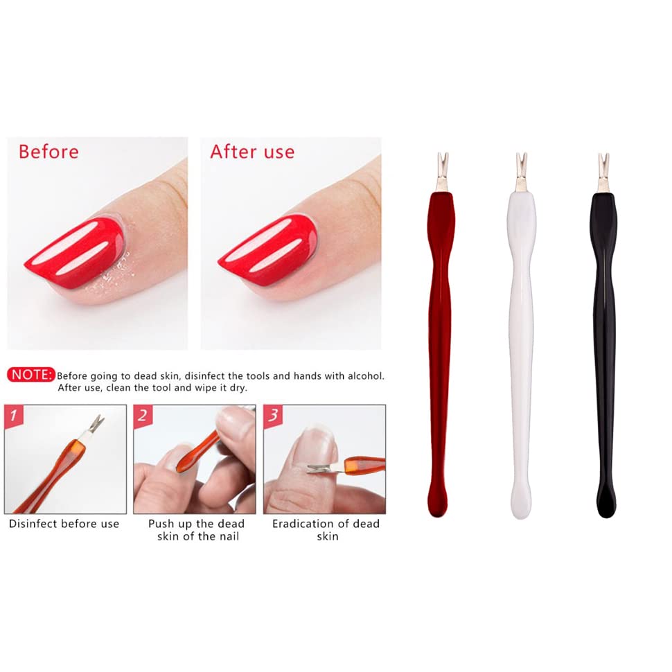 LUXXII (3 Pack) Color Practical Nail Art Tools Pedicure Cuticle Trimmer Remover Pusher Dead Skin Callus Removal Fork