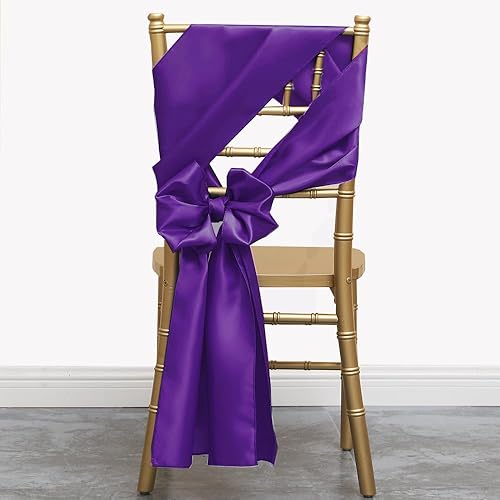 Vista 32 de Paquete de 50 bandas de satén para sillas de color azul bebé, lazos para sillas de boda, revelación de género, baby shower, fiesta, decoración