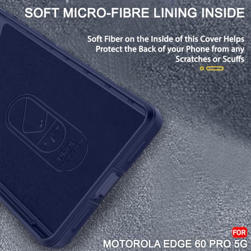 Image of TheGiftKart Liquid Silicon Back Cover Case for Motorola Moto Edge 60 Pro 5G | Shockproof Military Grade Protection | Micro-Fibre Cloth On Inner Side | Built-in Anti-Slip Grip Back Case (TPU, Blue)