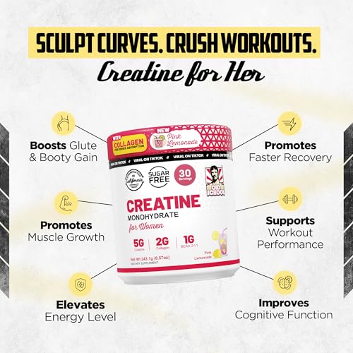 Image of Old School Labs Creatine for Women-Post-Workout Supplement with 5000mg Creatine Monohydrate Powder, 2000mg Collagen & BCAA 2:1:1 for Strength Support & Recovery- Pink Lemonade - 8.57 Ounce (Pack of 1)