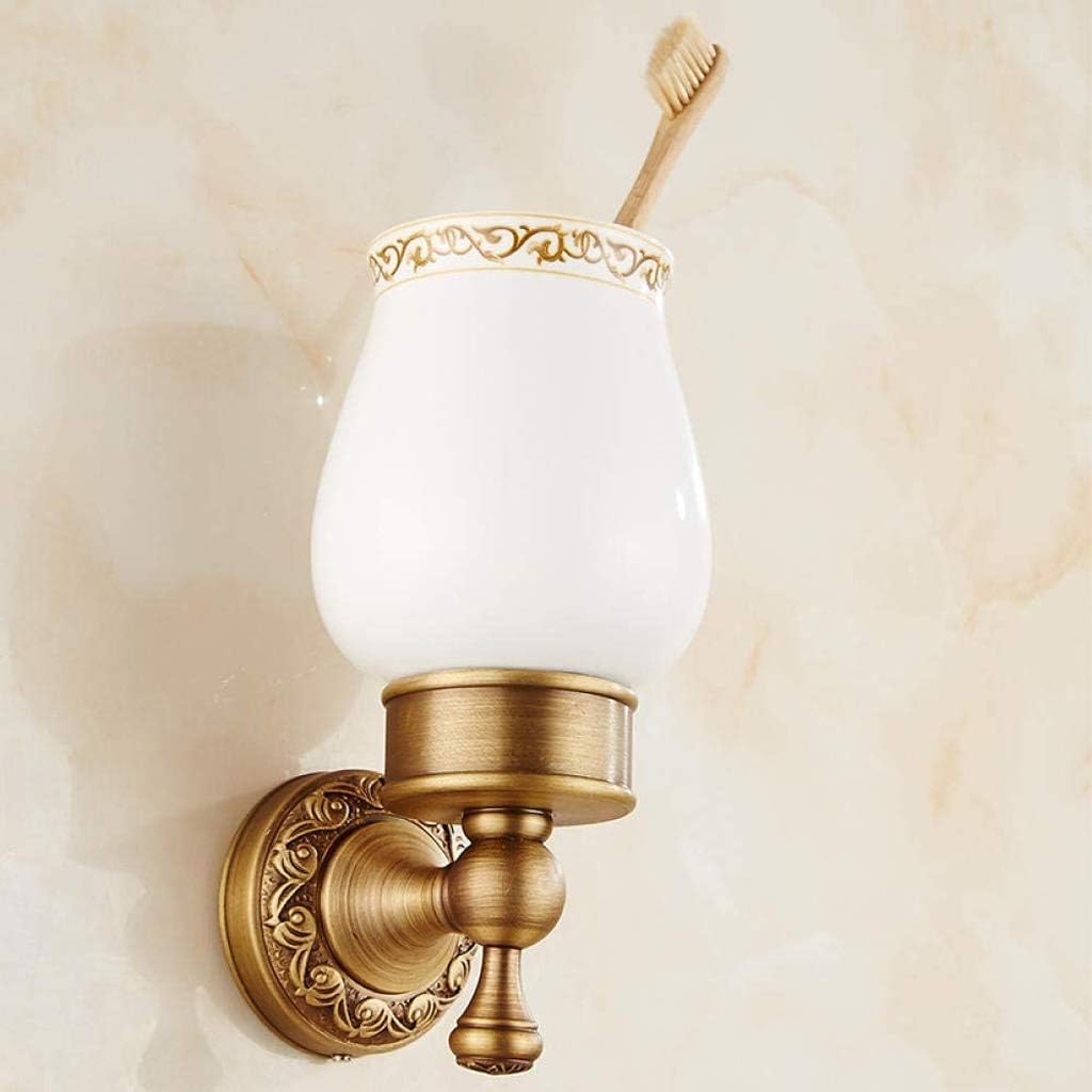 Antique Copper Single Cup Brush Holder, 360 Degree Rotating Tooth Cup Holder, Bathroom Kit
