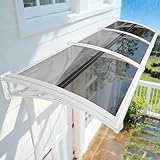 Ampia Applicazione: Protezione dalla pioggia e dal sole per porte, finestre, porta d'ingresso, balcone esterno, porta di casa, passaggi, porte di fienili, stufe da cucina, pompe di calore e attrezzature importanti all'aperto. Dopo l'installazione, è possibile applicare una linea di sigillante trasparente tra la parte superiore e la parete esterna per una protezione migliore