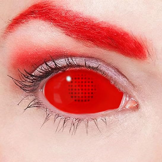Lentille de contact Sclérale Red Mesh sans correction pour cosplay et Halloween utilisable 1 an