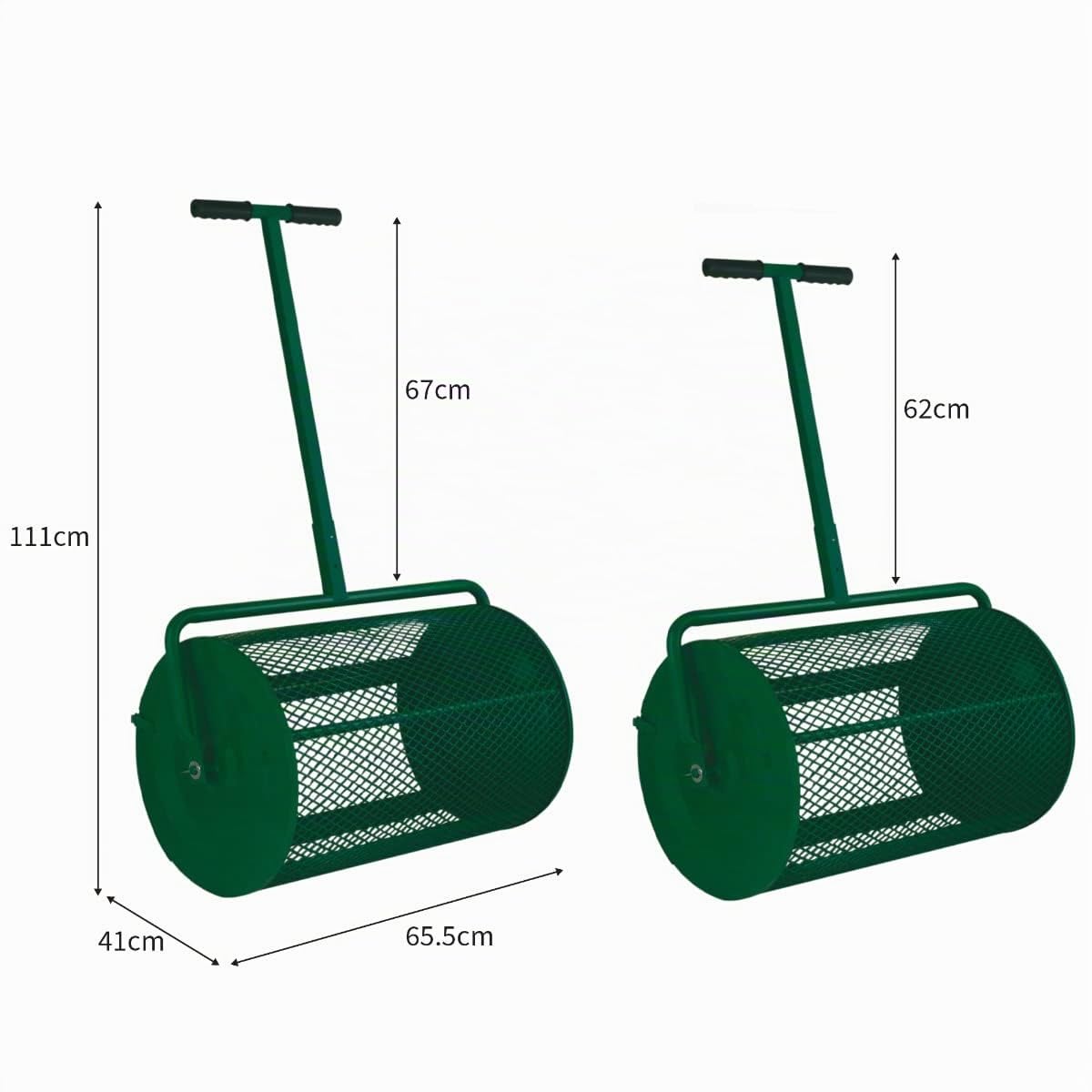 Esparcidor de Abono & Musgo de Turba Verde Capacidad 80L para Compostaje de Jardín con Mango Extensible, Esparcidor de Compost Fertilizante Estiércol para Cuidado de Césped Mantillo + Guantes GRATIS