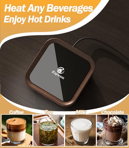 Image of Kepwam Coffee Mug Warmer Smart Cup Warmer - Excellent Heating & Highest Temp Setting & Light Indicator, Coffee Warmer for Desk Auto Shut Off, Candle Warmer Plate for Beverage, Gifts for Women Men Mom