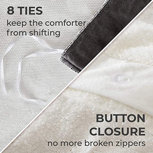 Mellanni Bed Sheet Set + Faux Fur Duvet Cover Set Bundle&Save - Bundle Includes: 4Pcs Bed Sheet Set And 3Pcs Faux Fur Sherpa Bedding With 2 Shams And 1 Comforter Cover (Queen, Gray) #TOP7