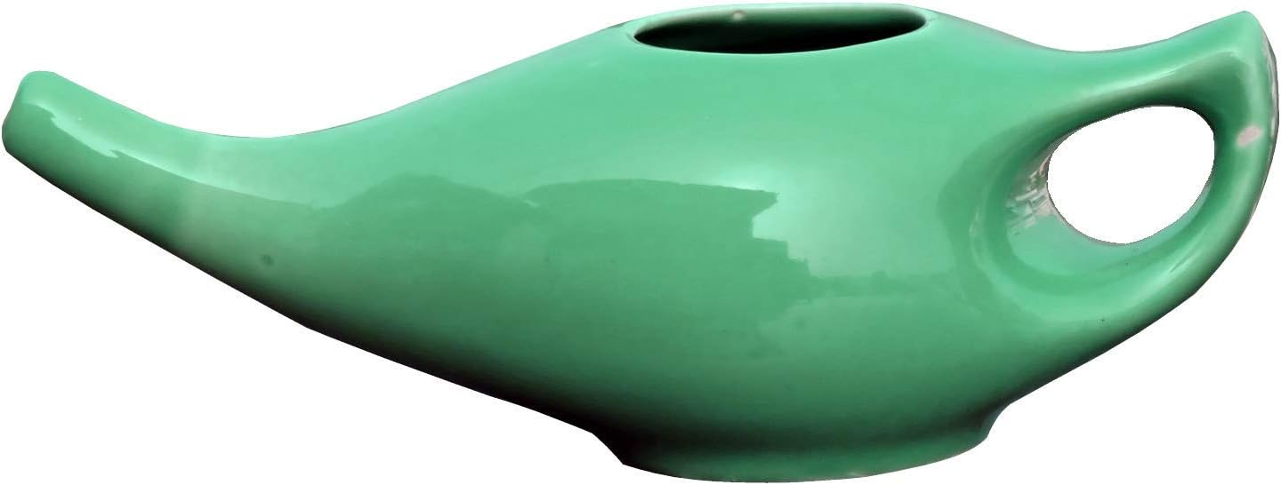 ANCIENT IMPEX Ceramic Neti Pot for Nasal Cleansing with 10 Sachets of Neti Salt | Compact and Travel-Friendly Design | Natural Remedy for Infection, Sinus and Congestion (Turquoise)