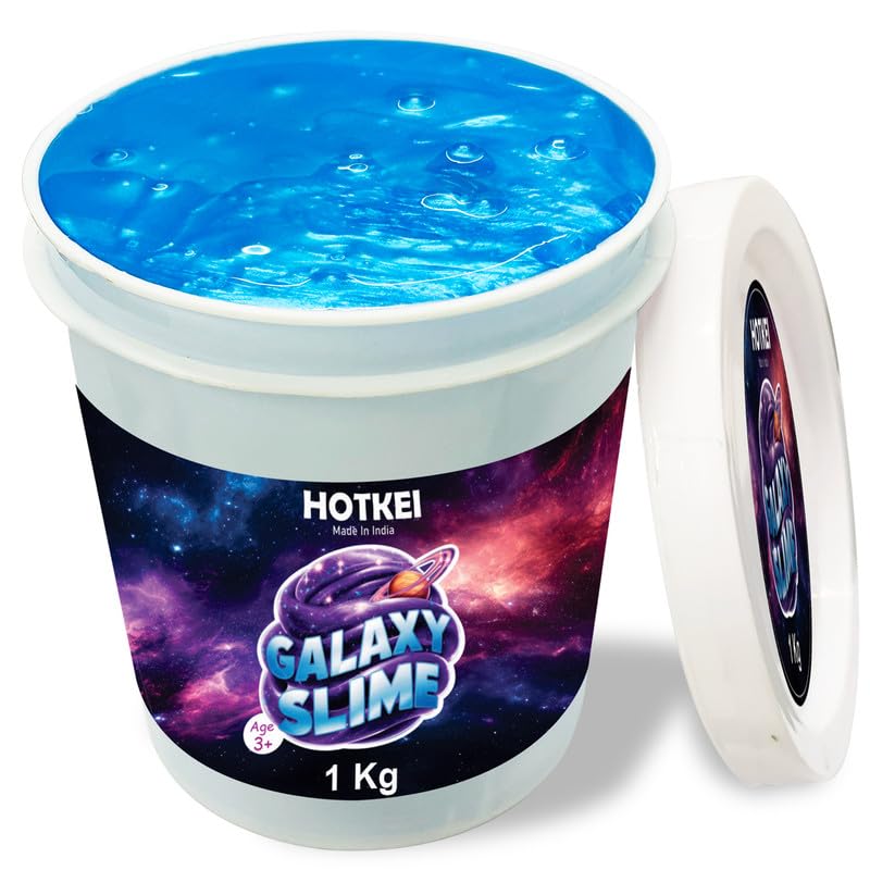 HOTKEI (1 Kg) Blue Galaxy Slime for Kids DIY Fruit Scented Metallic Magic Toy Slimy Slime Gel Jelly Putty Art Toys Birthday Gift Box for Boys Girls 3 to 10 Years