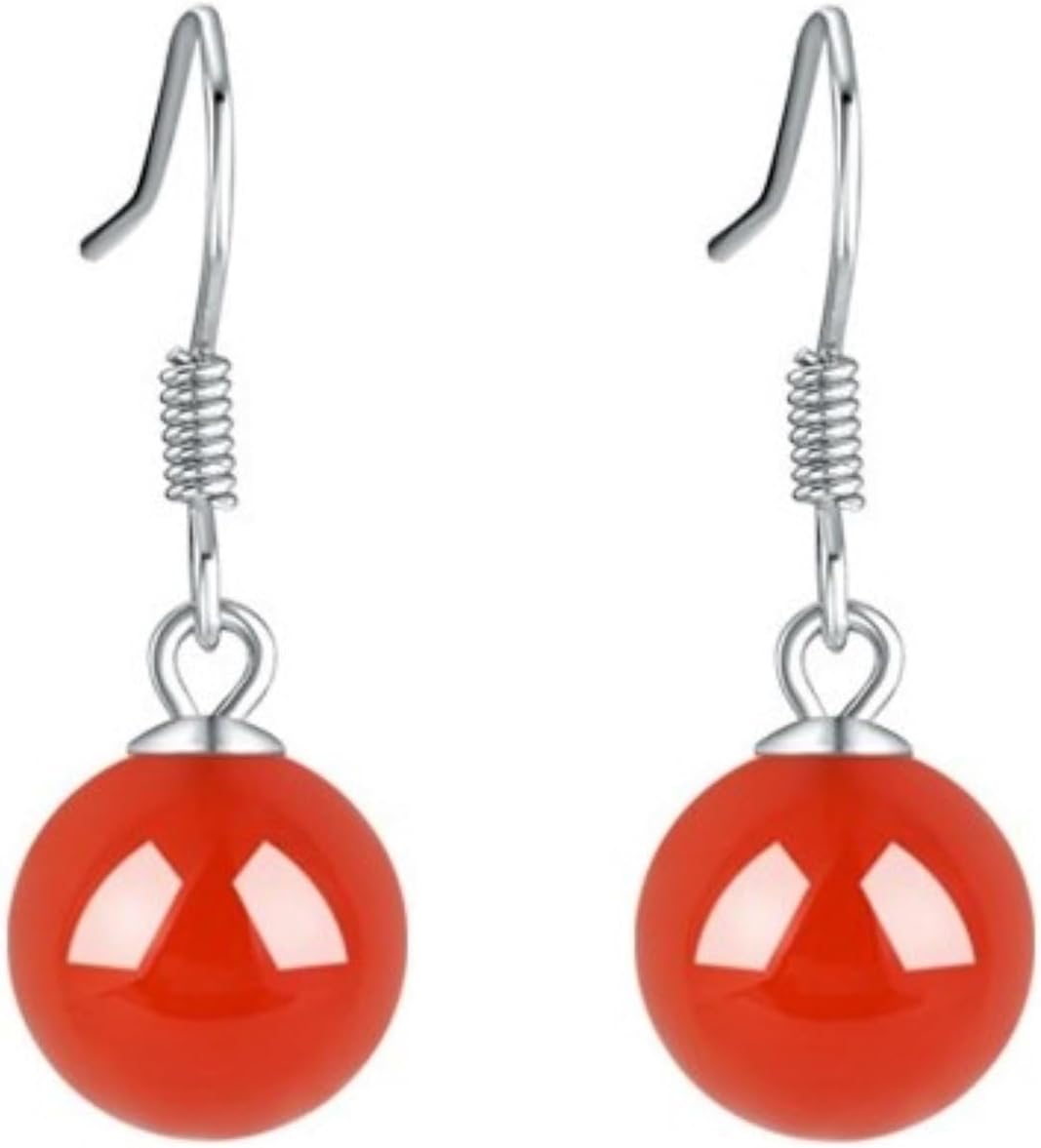 Vintage 925 Sterling Silver 8mm Green Red White Yellow Blue Black Onyx Dangle Earrings Drop Earrings Natural Stone Fine Jewelry For Women Gifts For Her