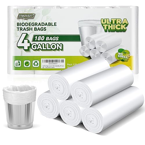 Inwaysin Biodegradable Small Trash Bags (180 Counts)