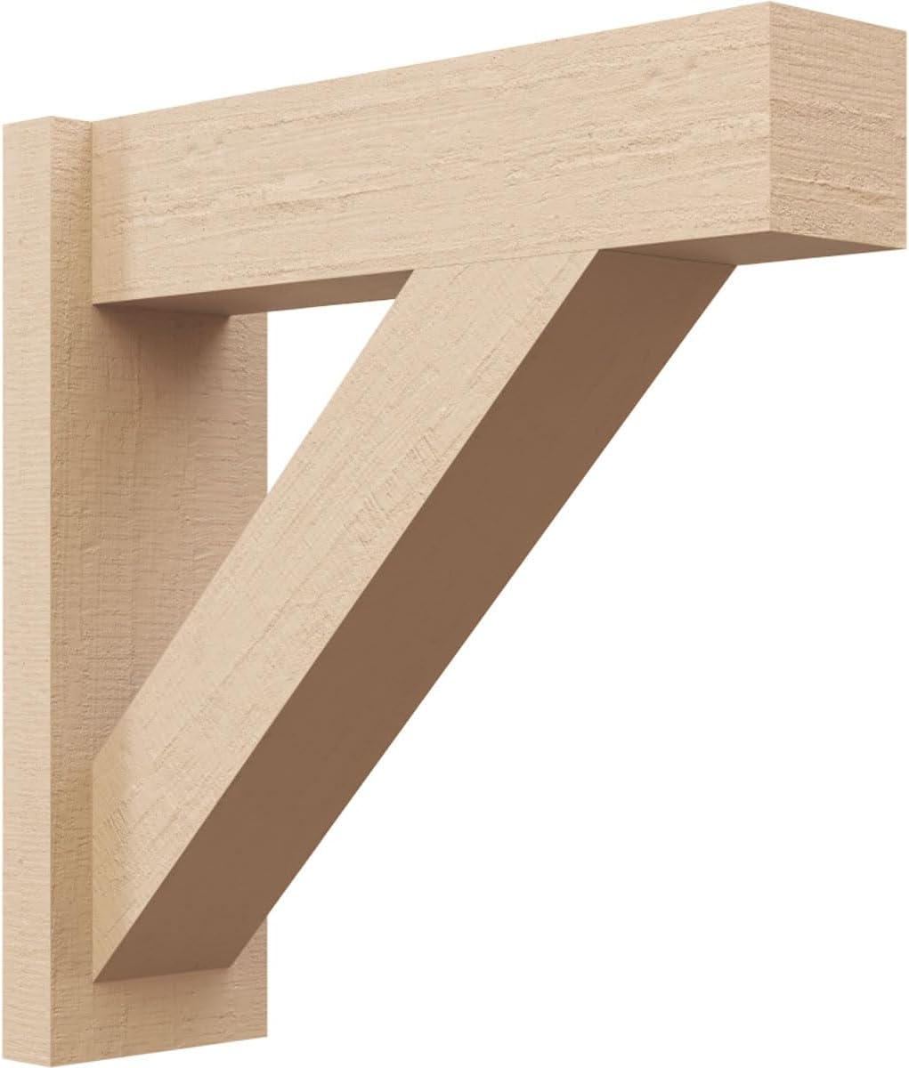 Ekena Millwork 6"W x 26"D x 34"H Traditional Block Rough Cedar Woodgrain TimberThane Outlooker, Primed Tan
