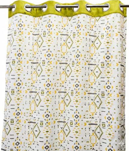 Image of Dekor World 2 Pieces Cotton Tribal Diamond Collection for Bedroom and Living Room (Green, Door: 42x84 Inches)